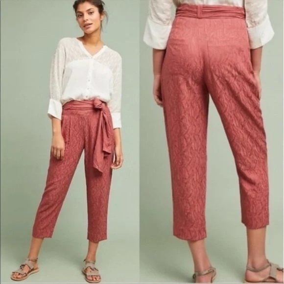 Anthropologie Ett:twa Aubade Tie-Waist Pants in Rose 10 - Picture 1 of 7